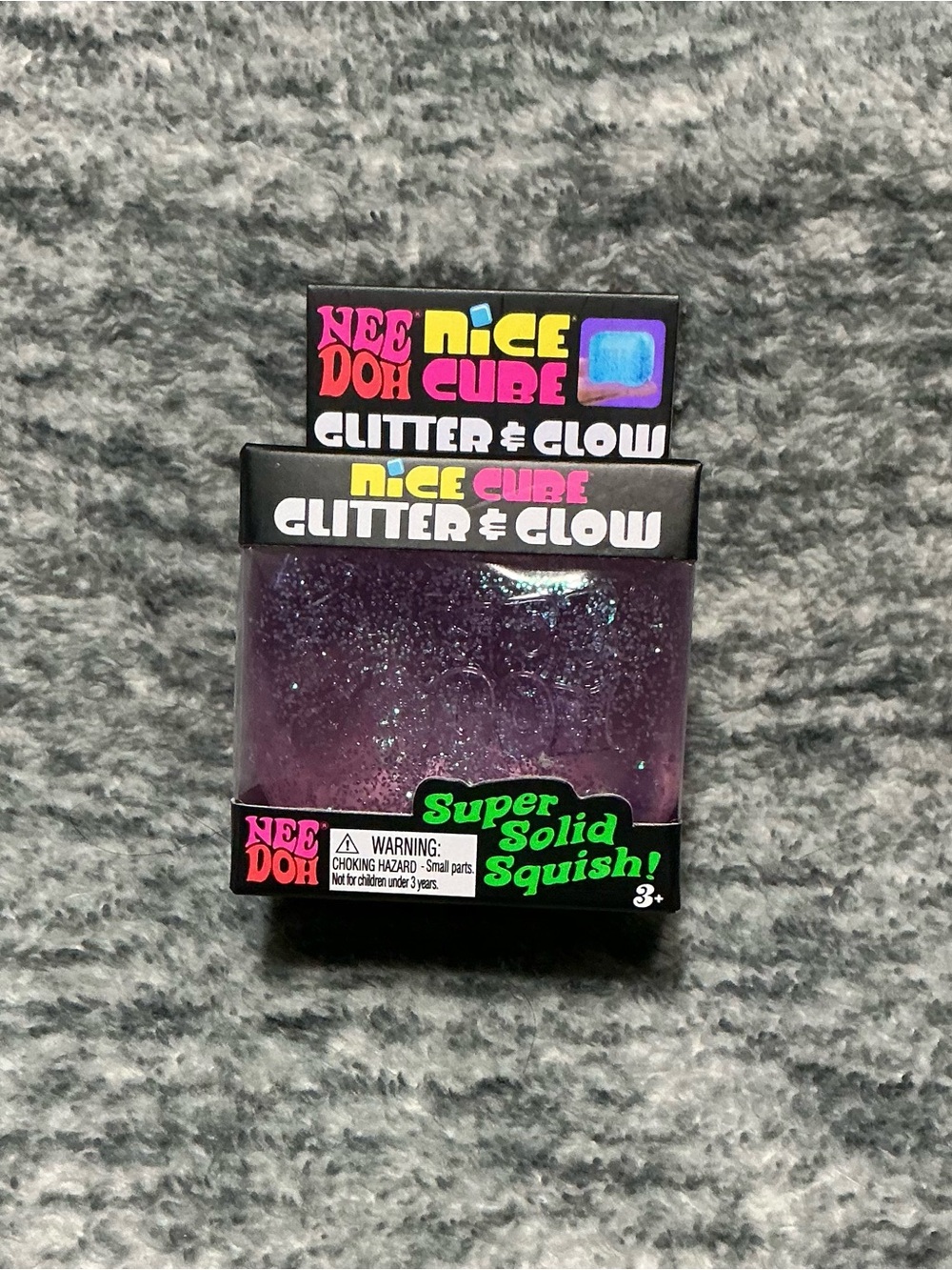 NeeDoh Nice Cube Glitter & Glow Purple Super Solid Squish
